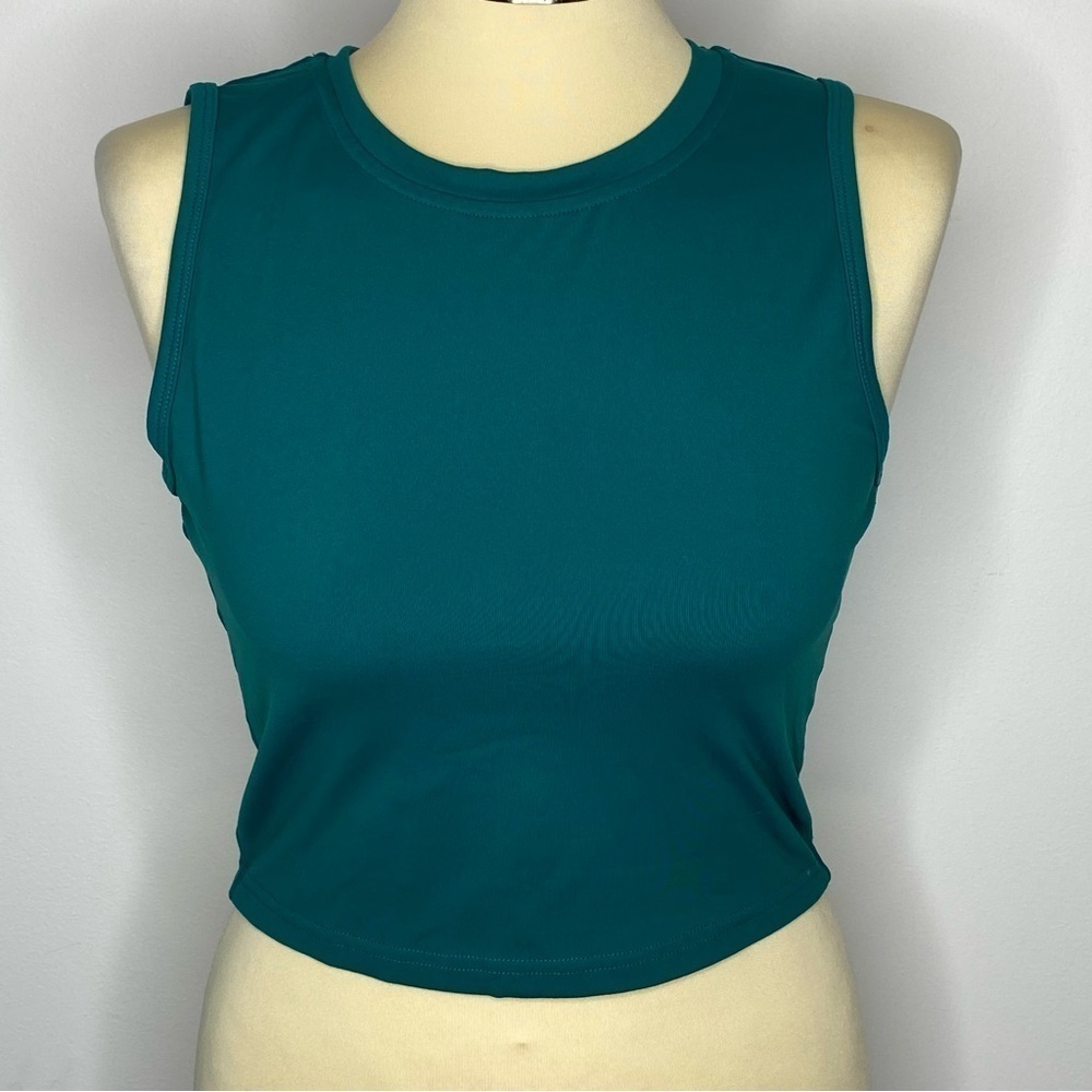 ZYIA Active Stronger High Neck Teal Cropped Tank